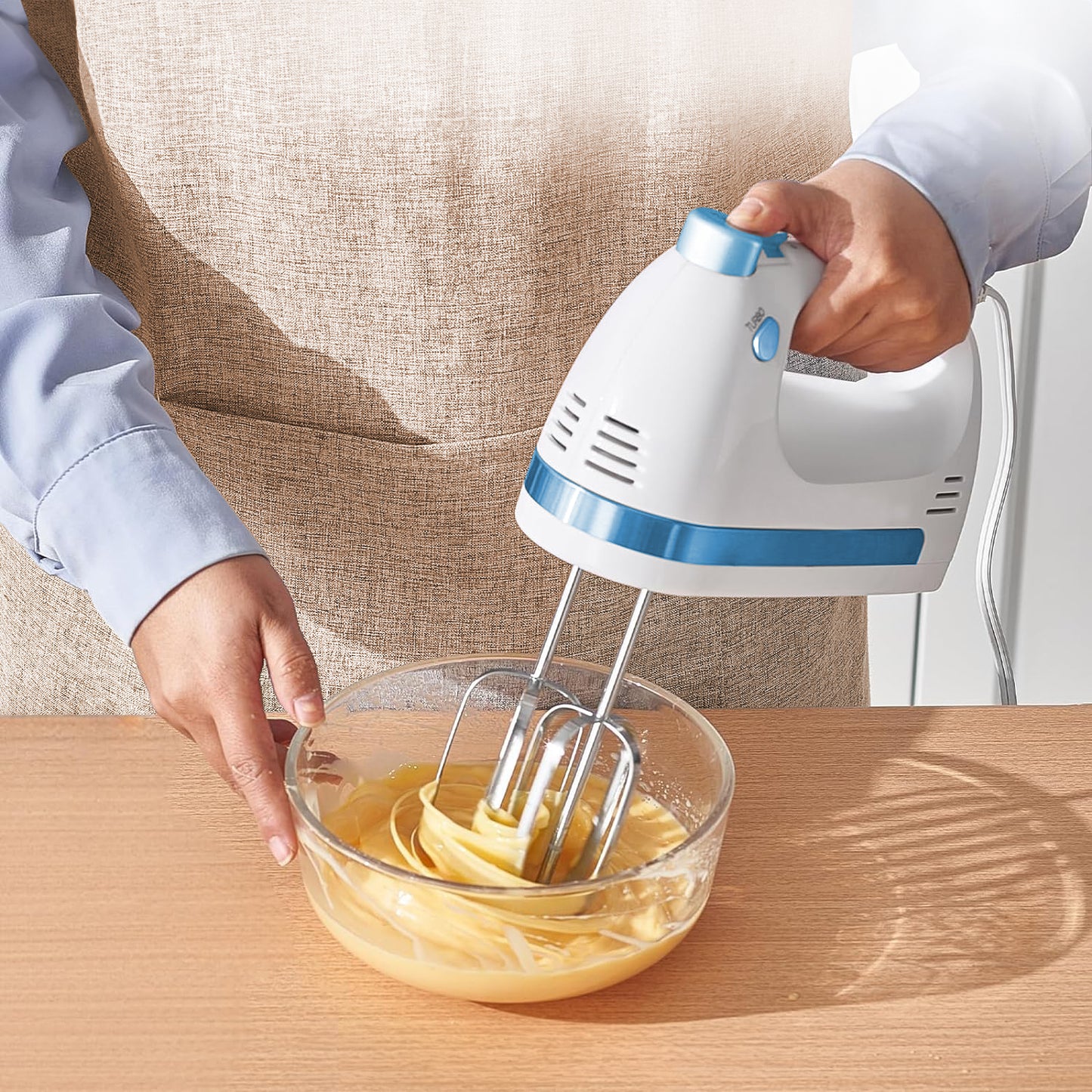 HEVOLER Electric Hand Mixer, Portable Electric Handheld Mixer Baking Supplies for Whipping Mixing Egg Cookie Cake Cream Batter