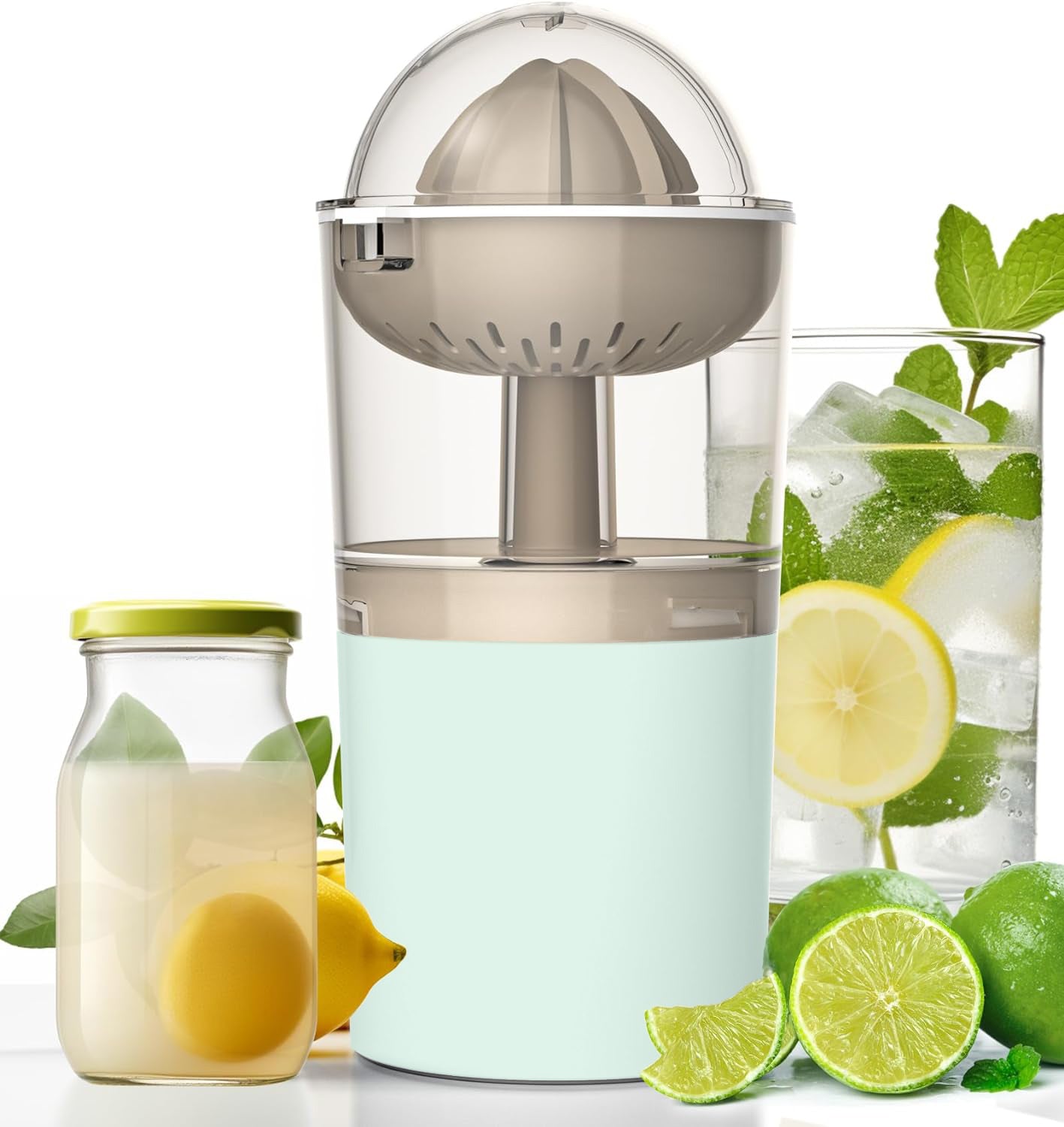 HEVOLER Fruit Presses Portable Electric Citrus Juicer with USB Cable and Spoon, Electric Orange Juicer Squeezer, Rechargeable