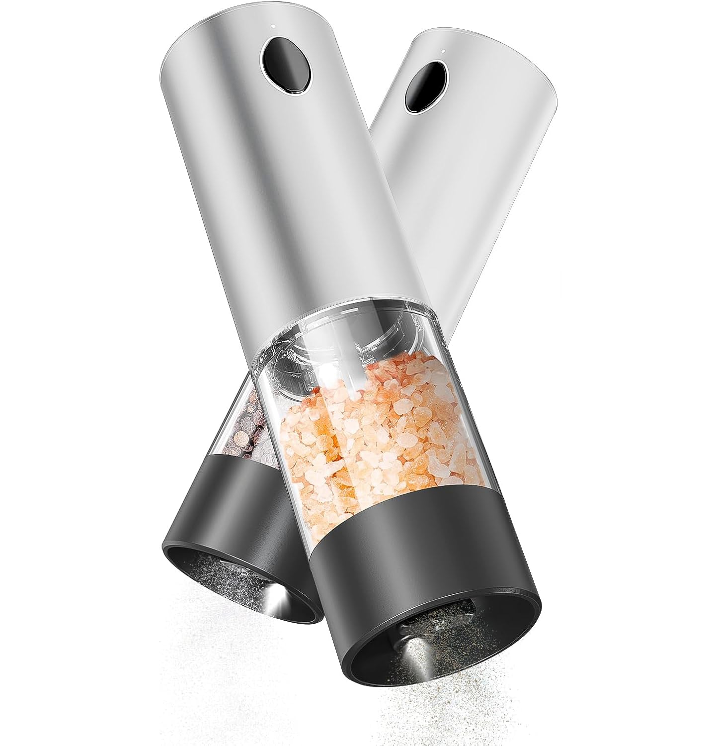 HEVOLER Electric Salt and Pepper Grinder Set Rechargeable Salt and Pepper Mills with Storage Base, Adjustable Coarseness and Washable