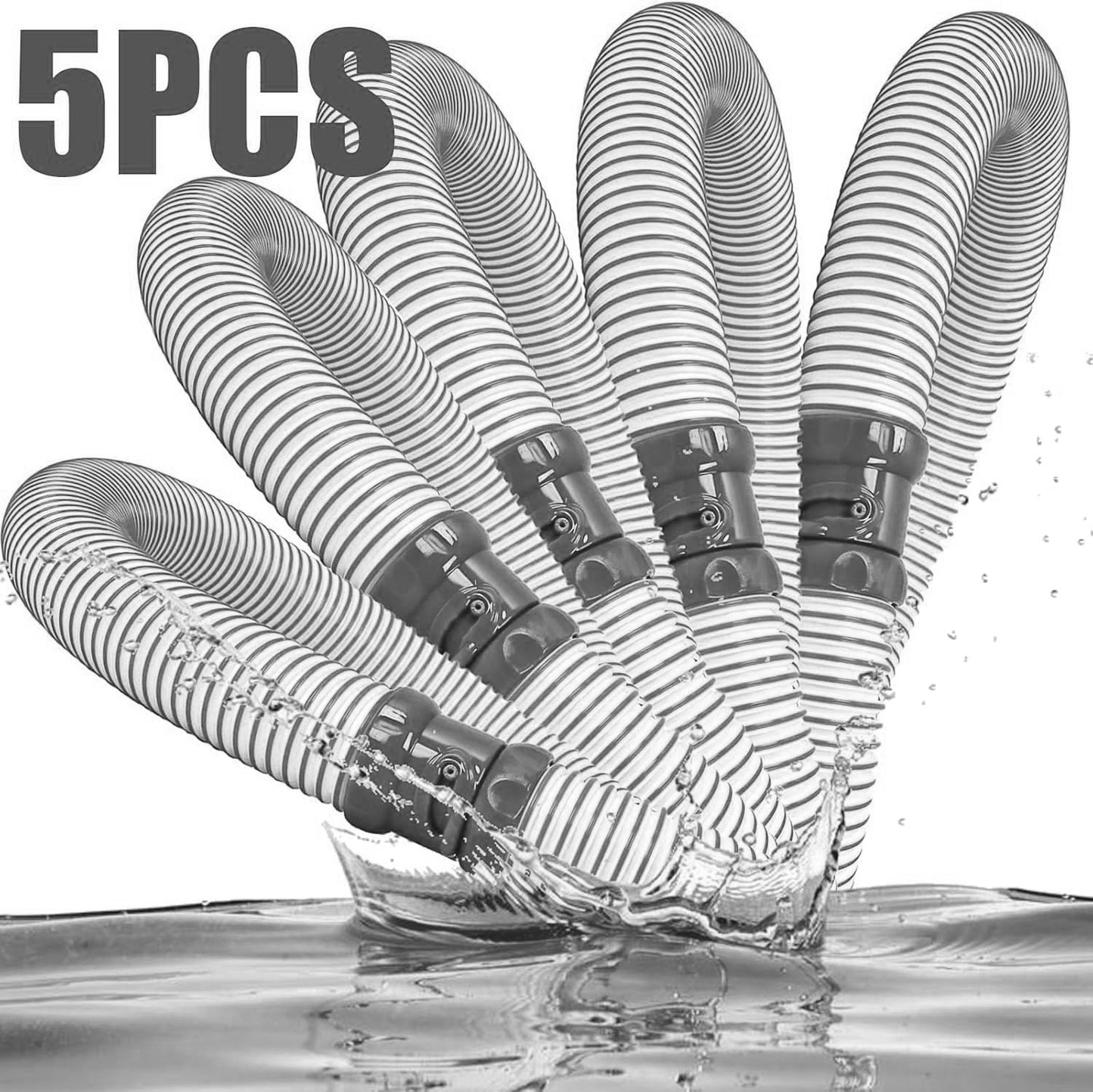 HEVOLER 5PCS Pool Vacuum Cleaner Hose, Pool Hoses Replacement Parts for Above Ground Pools, Lock Pool Vacuum Hose for Inground Pools