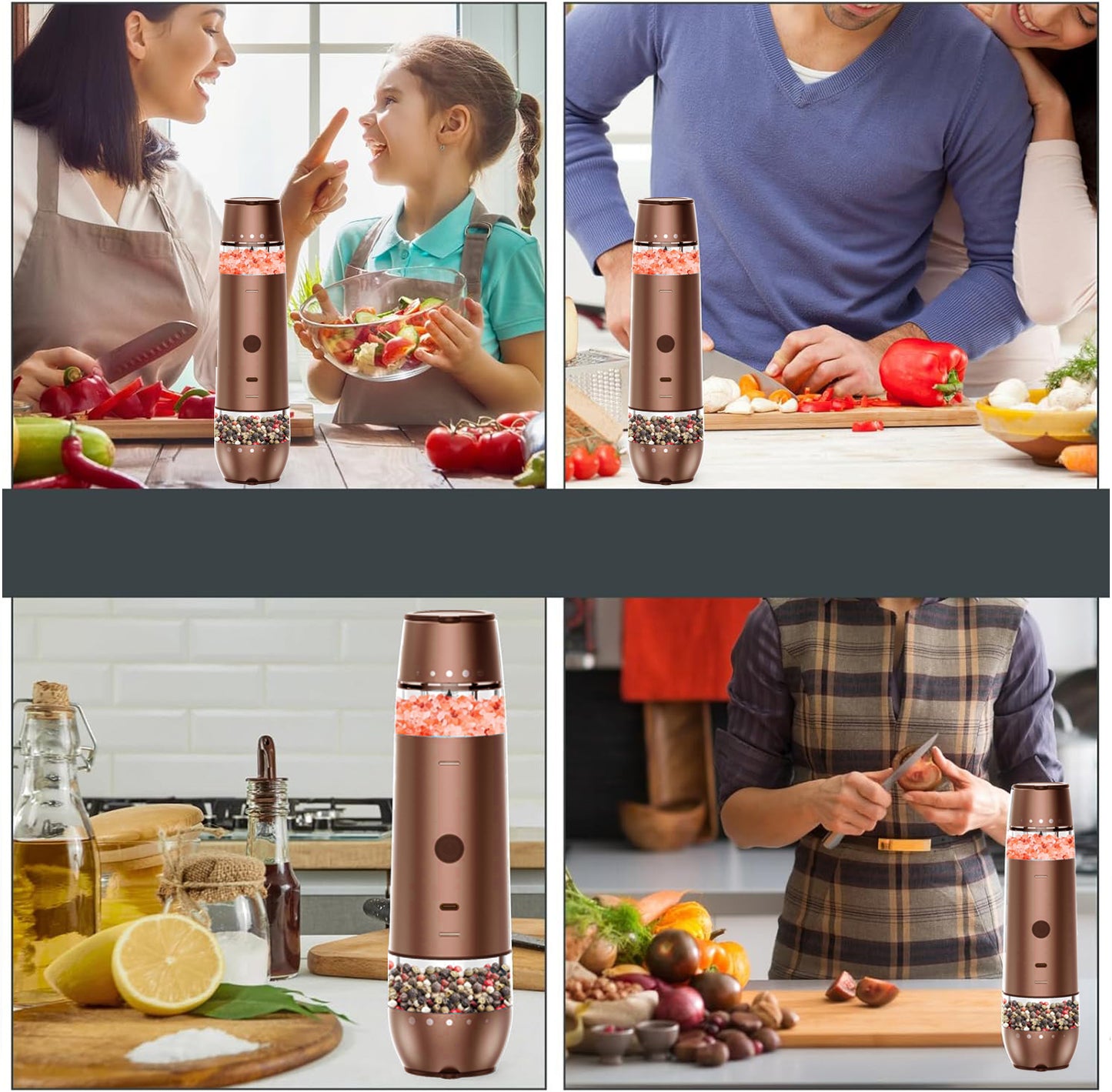 HEVOLER Electric Salt and Pepper Mills with Ceramic Grinding Teeth, 5-Precise Grind Settings