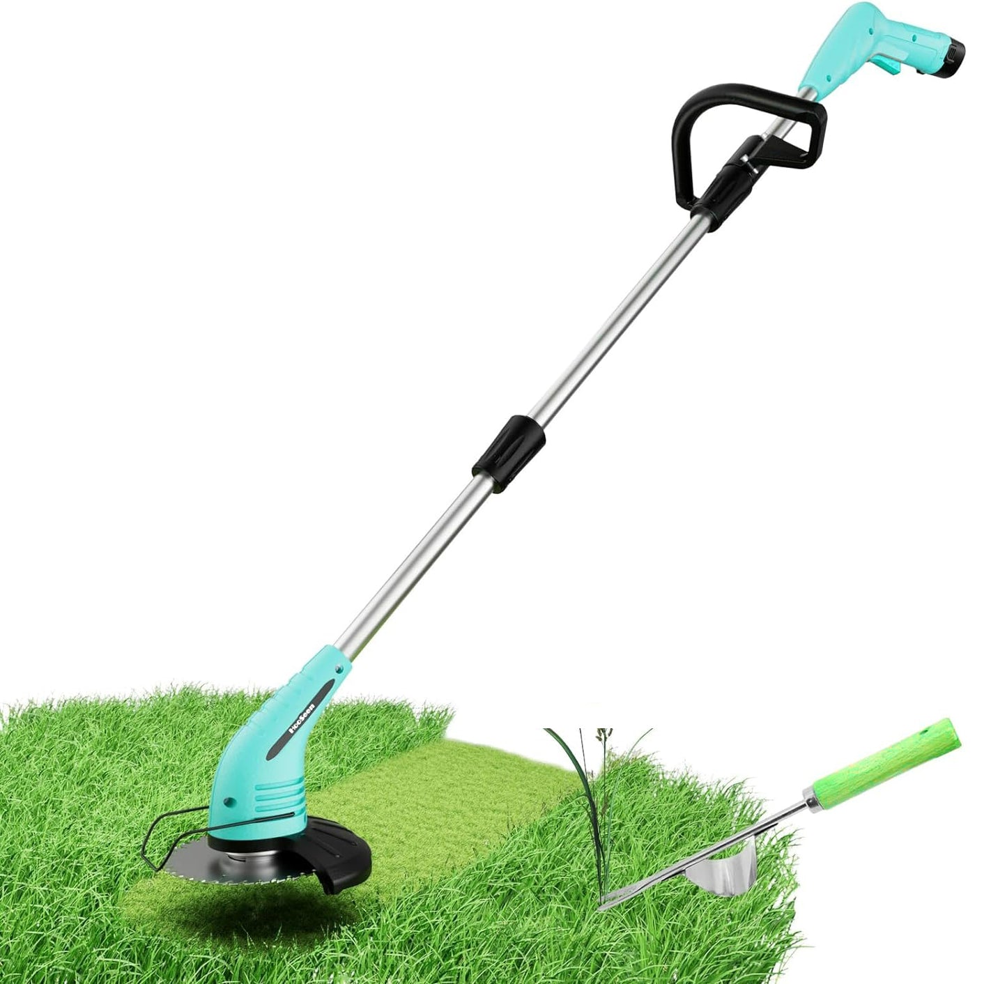 HEVOLER Cordless Lawn Trimmer Weed Wacker, Grass Trimmer Weed Cutter with 3 Types Blades, Hand Weeder Trimmer Grass Cutter for Garden and Yard